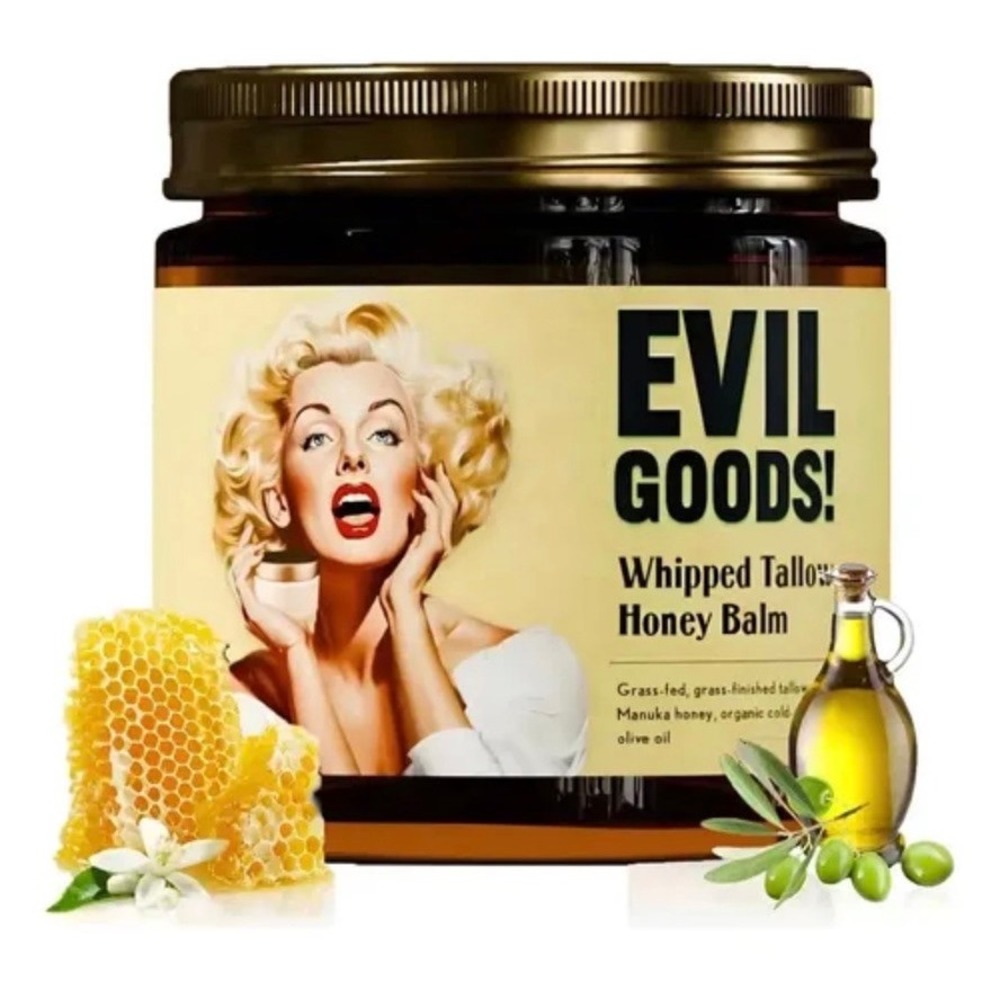 Evil Goods Whipped Tallow Honey Balm Grass-Fed Manuka Honey Skincare Jar